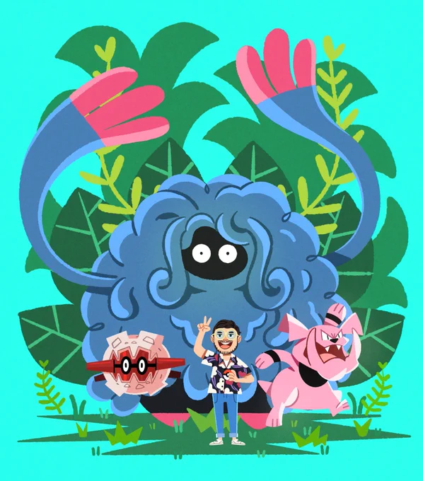 A Tangrowth, granbull, and forretress trainer commission