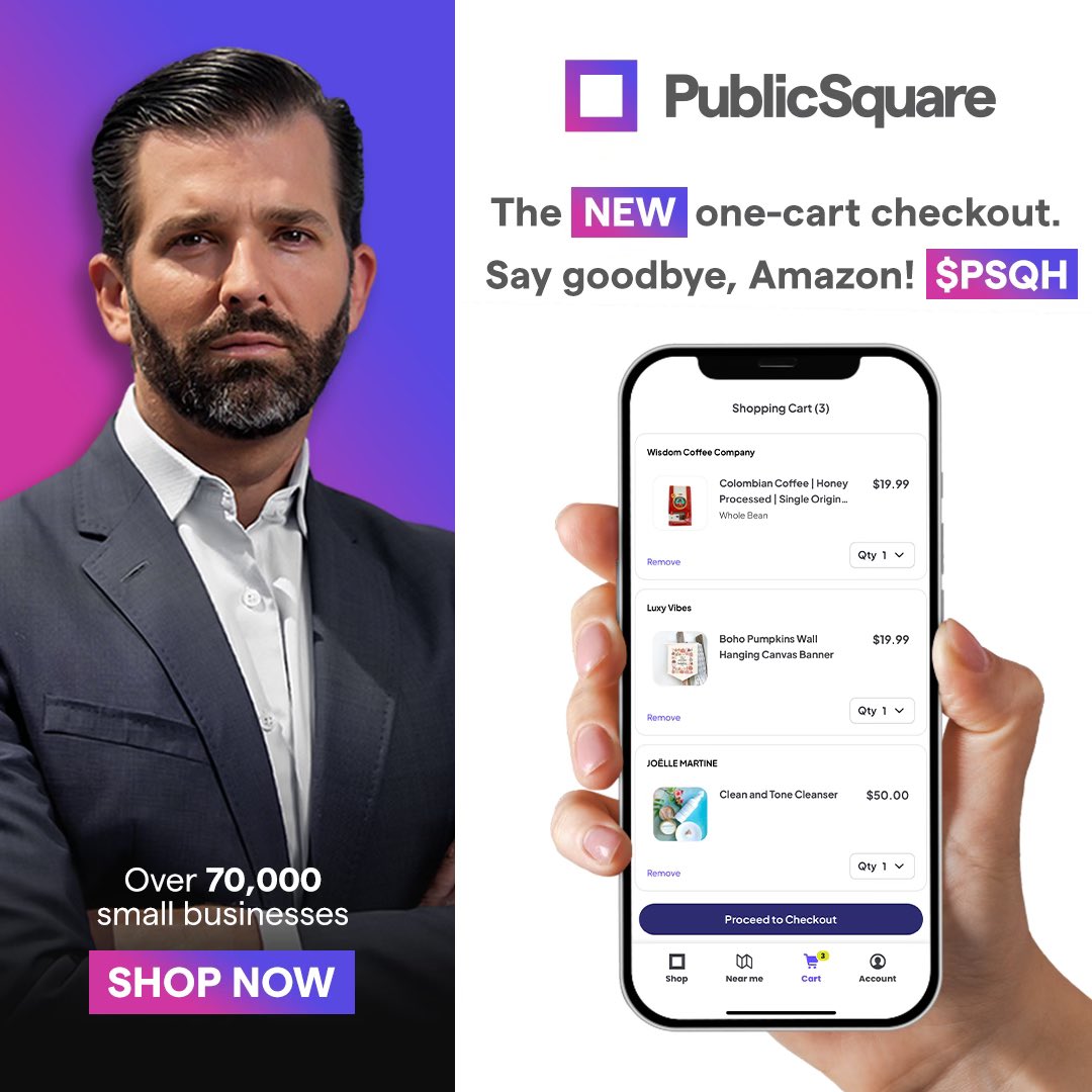 One-cart checkout is a massive game changer for $PSQH and the Patriot economy Now, you can shop for products directly from the @officialpsq app This will grow small businesses, grow jobs, and grow the Patriot economy Say goodbye to Amazon and shop on @officialpsq It’s…