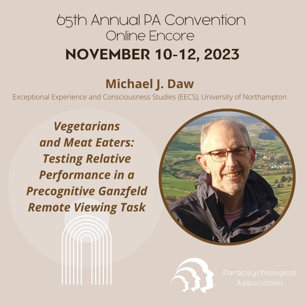 Ever wondered if a diet can influence #psychic abilities? Mike Daw and researchers from <a href="/UniNorthants/">UniofNorthampton</a> investigate the relationship between #vegetarianism and #psi skills. Join us at the #PA2023 Online Encore this weekend: tinyurl.com/mrxcymfc.
