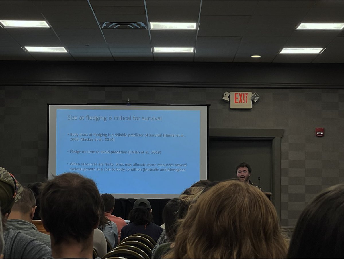 Awesome presentation about increasing nest temperatures and hatching asynchrony affecting nestling survival at #TWS2023 by <a href="/_stans96/">Keegan Stansberry</a> from the @c_lattin lab.

Looking forward to investigating a similar question with my #RCWoodpecker nestlings!