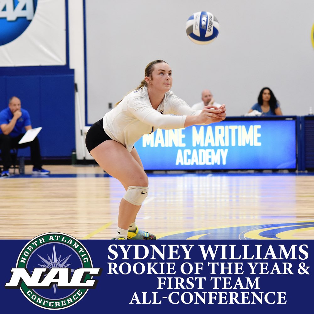 MarinersSports's tweet photo. VB | Sydney Williams is named the @nacathletics Rookie of the Year and First Team All-Conference🤩⚓️!!!
#MaineMaritime #RespectTheAnchor #NACvb https://t.co/FEmQuYy8BI