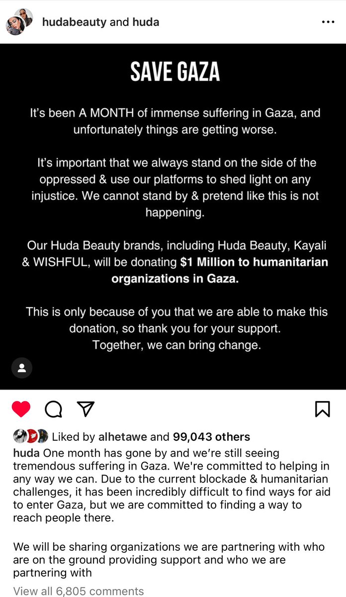 AlaHamdann's tweet photo. HudaBeauty is under attack for supporting Palestine. 🇵🇸 So what was her reaction? She announced that she will donate 1M $ to Gaza.

Queen 👑

هدى بيوتي بيتابعها ٦٠ مليون شخص تعرّضت لهجوم لاذع لوقوفها مع #فلسطين. فشو كانت ردّة فعلها؟ أعلنت انها حتتبرّع بمليون دولار ل #غزة.

#HudaBeauty #Gaza