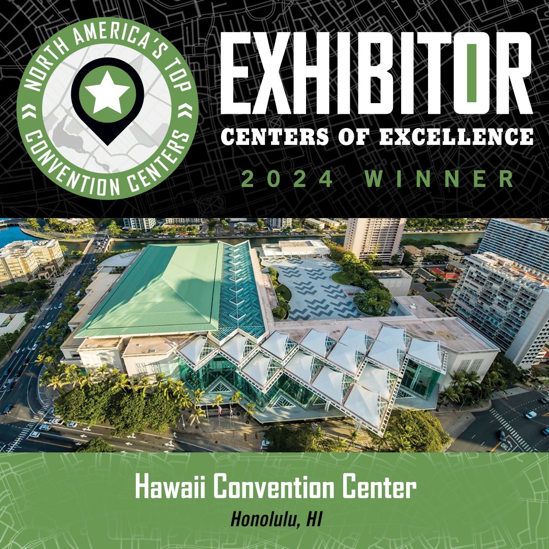 Mahalo EXHIBITOR Magazine for recognizing the Hawai’i Convnetion Center as one of the 2024 Centers of Excellence winners! We are honored to be among North America’s top convention centers for trade shows and events. 🌺🤙