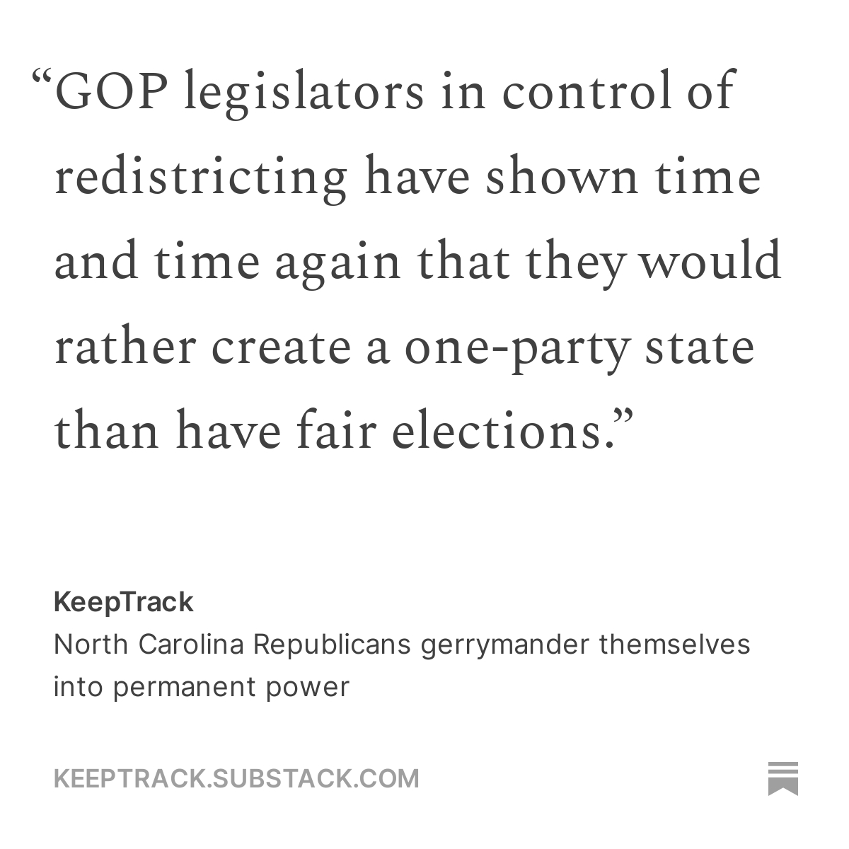 North Carolina Republicans gerrymander themselves into permanent power

reddit.com/r/Keep_Track/c…
