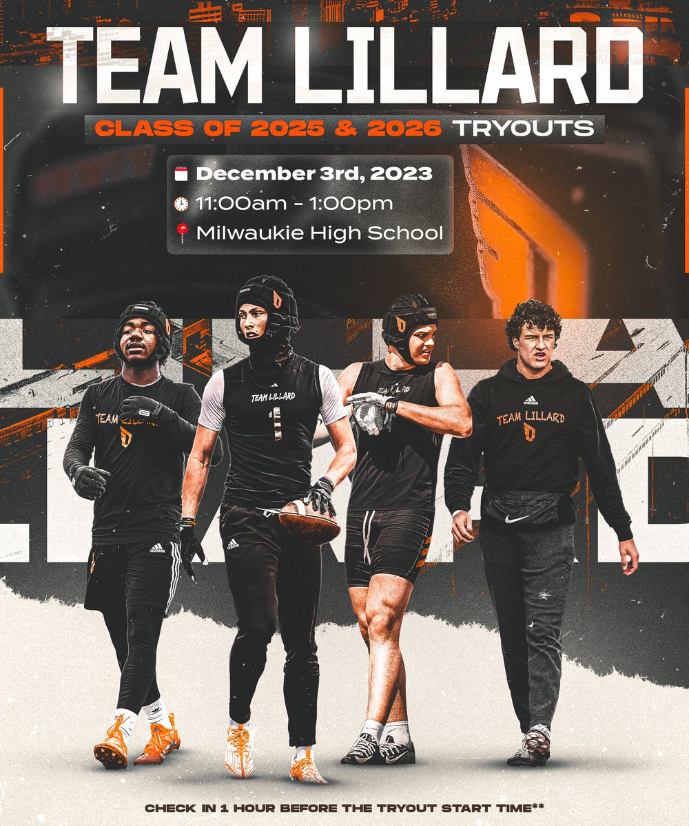 teamlillard7on7's tweet photo. TEAM LILLRD TRYOUTS:
⏰Registration in bio⏰

7th, 8th &amp; 9th grade - December 2nd
Class of 25’ &amp; 26’ - December 3rd

Location: Milwaukie High School
#YKWTII https://t.co/KNREtgvk9a