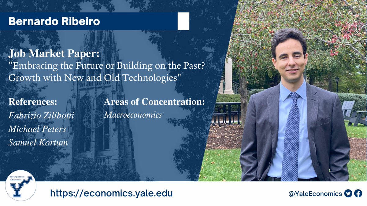 YaleEconomics's tweet image. Bernardo Ribeiro: “Embracing the Future or Building on the Past? Growth with New and Old Technologies”

Website: bernardoribeiro.com