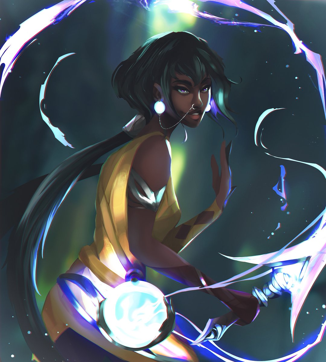 NateZaDuke's tweet photo. Nilah fan painting I finished up recently.

#riot #digitalart  #PortfolioDay https://t.co/KSzxwskeDB