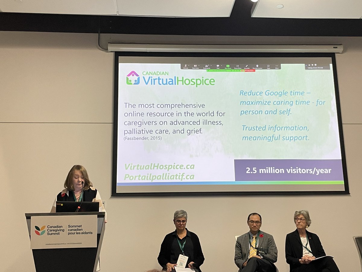 Shelly Cory showcasing the extensive resources available to caregivers online, for free at the Canadian Virtual Hospice #cccesummit2023