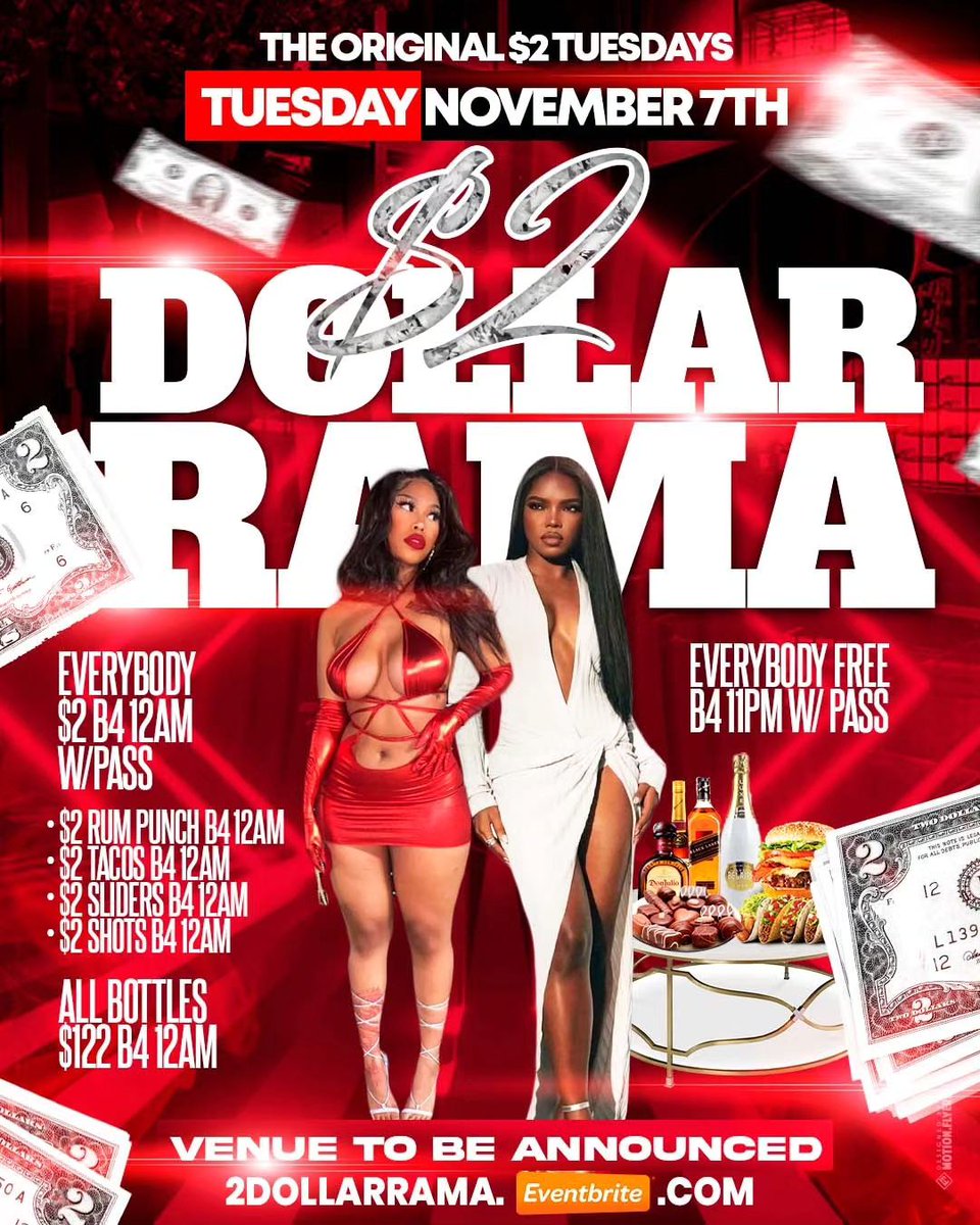 areyouvipevents's tweet photo. This Tuesday WE ARE AT A TEMPORARY NEW LOCATION . This Tuesday night called $2
DOLLAR RAMA 

MORE INFO: https://t.co/j2jUfabOdw
Secure your pass online via 
https://t.co/kLRjBraxRb

#2DollarTuesdays #NewLocation #2DollarRama #RumPunch
#TacoTuesdays https://t.co/cMDwuSw1lp