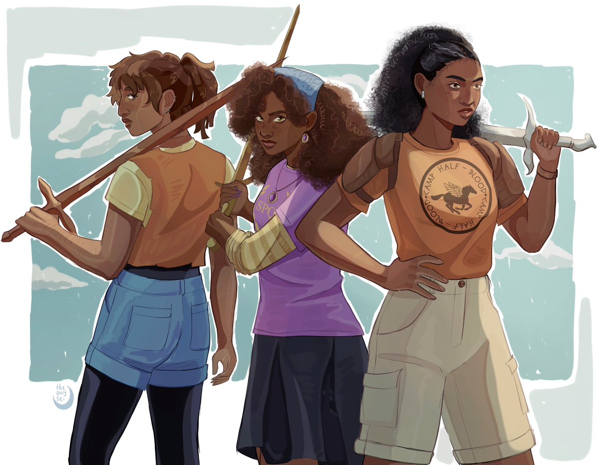theonlysei's tweet image. girls with swords #pipermclean #hazellevesque #annabethchase #pjo #pjofanart