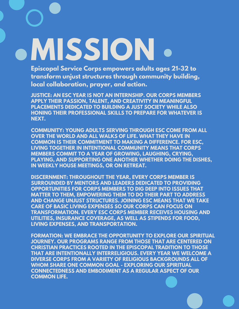 EpisServiceCorp's tweet photo. We hope you had the chance to learn about some of our amazing programs! If you missed any, please check them out on our profile to discern if ESC is a good fit for you!
#episcopal #service #serviceyear #justice https://t.co/ujqgx7fjXT