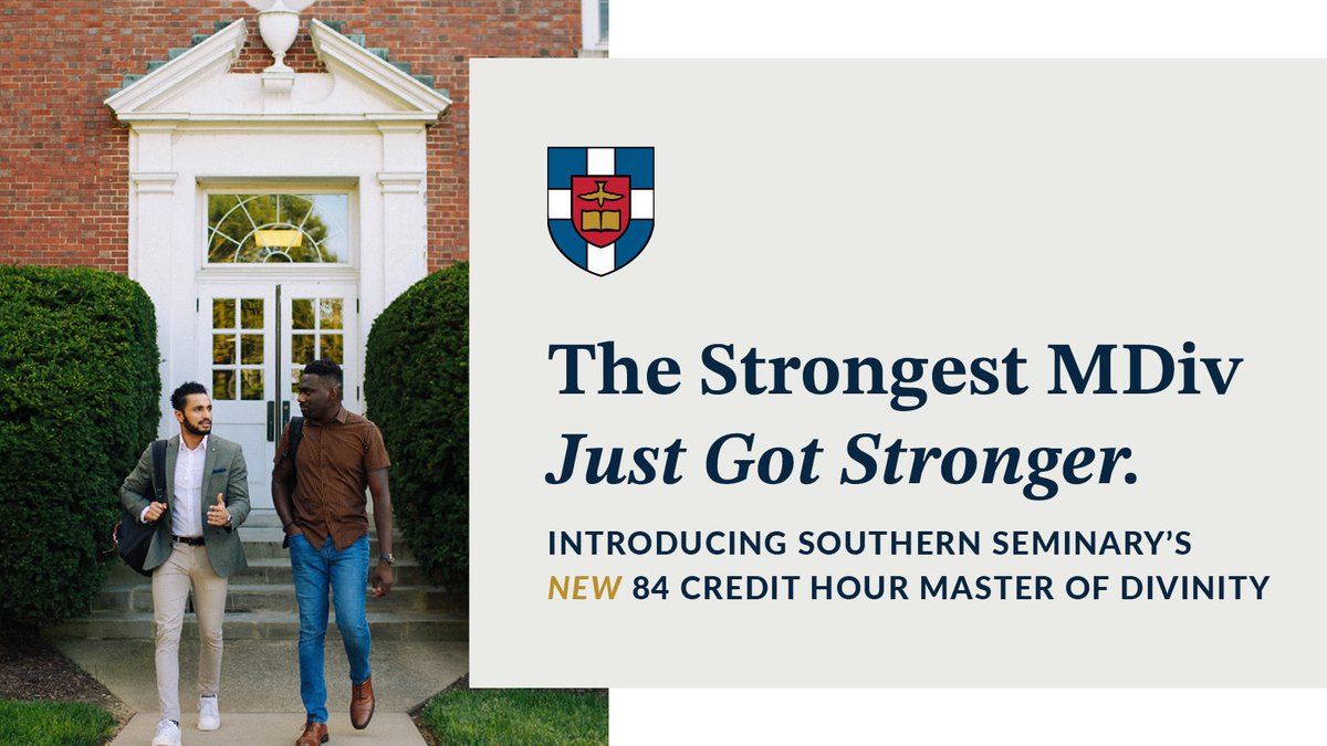 ErikReed's tweet photo. This is fantastic news. @SBTS already has the greatest MDiv program around. But now they have simplified it to 84 credit hours, with more flexibility, and incentivized pricing for residential students.  

The Southern experience is truly second to none.

https://t.co/9BoBDoNQdc https://t.co/C7iBPnfNSs