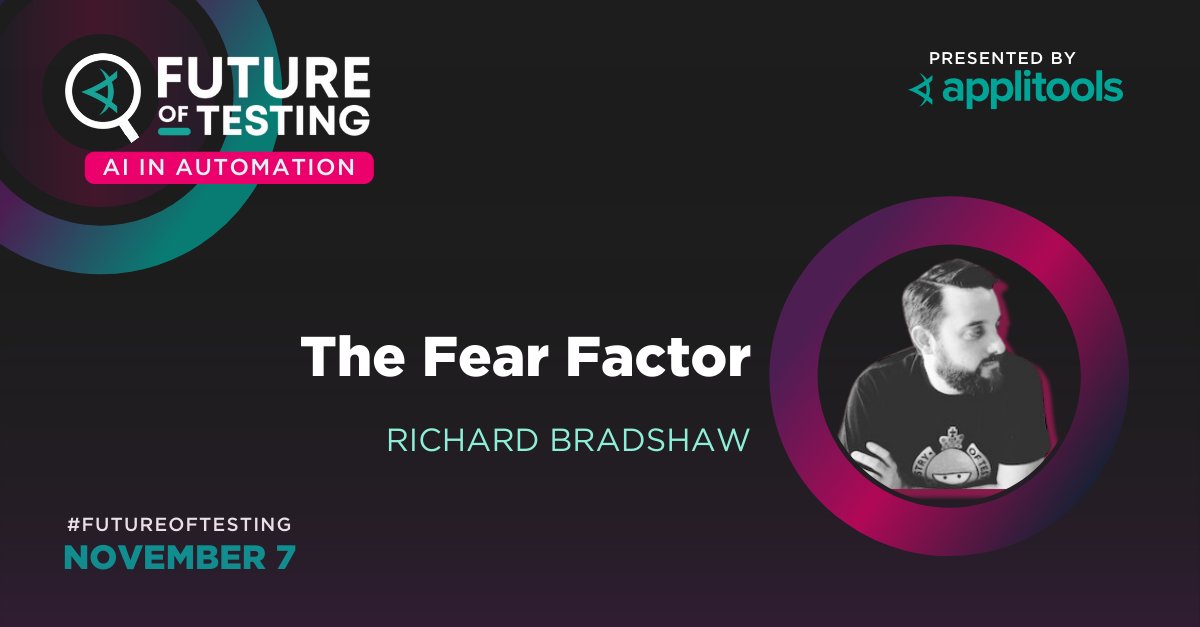 FriendlyTester's tweet image. Tomorrow from 3-9pm(UK) I&apos;ll be attending the #FutureOfTesting: AI &amp;amp; Automation event organised by Applitools.

At 6.55pm I&apos;m running The Fear Factor, looking at fears being shared by testing professionals with regard to the use of AI in testing.

✅ -&amp;gt; applitools.info/96h