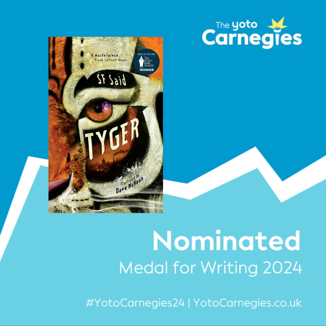 whatSFSaid's tweet image. I love libraries &amp;amp; librarians. Tyger was largely written in my local public library. So it means the world to me that it's just been nominated for the @CarnegieMedals for both writing &amp;amp; illustration! Huge thanks to all librarians for championing children's books &amp;amp; reading!