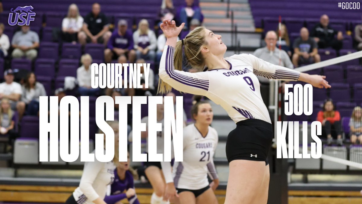 USFCougarsVB's tweet photo. Help us congratulate senior libero Caitlin Kellner and sophomore right-side Courtney Holsteen on their newest career achievements! 🐾🏐💜 https://t.co/TxKZfYCD4w
