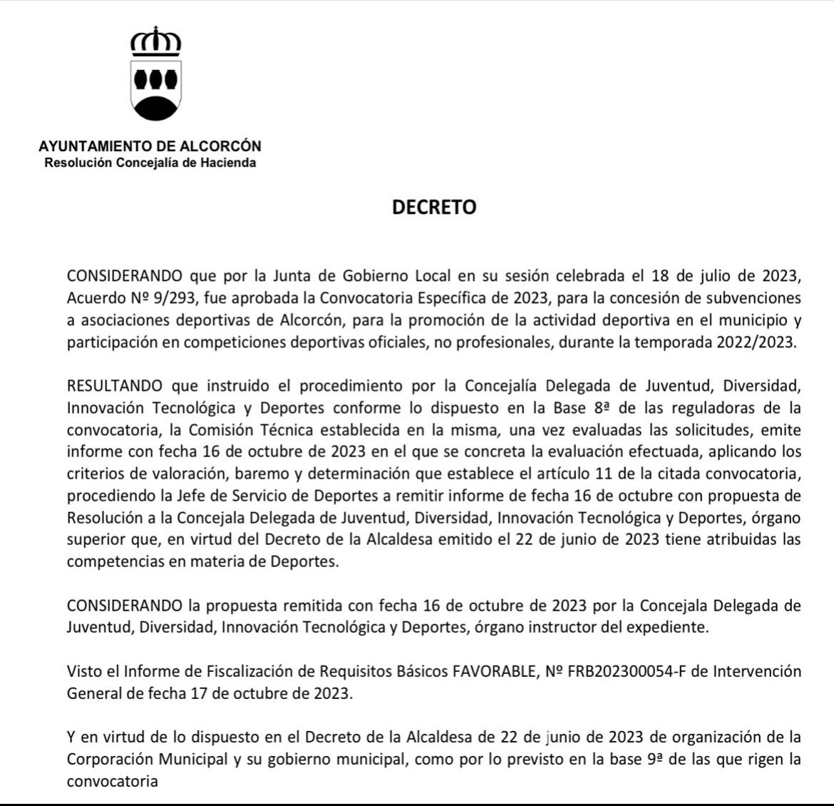 Agradecemos la concesión por parte del  @aytoalcorcon y @deportesalcorcon de la  ayuda económica 61.609,58 euros de subvención que nos permite seguir y consolidar nuestra actividad.

ayto-alcorcon.es/es/transparenc…