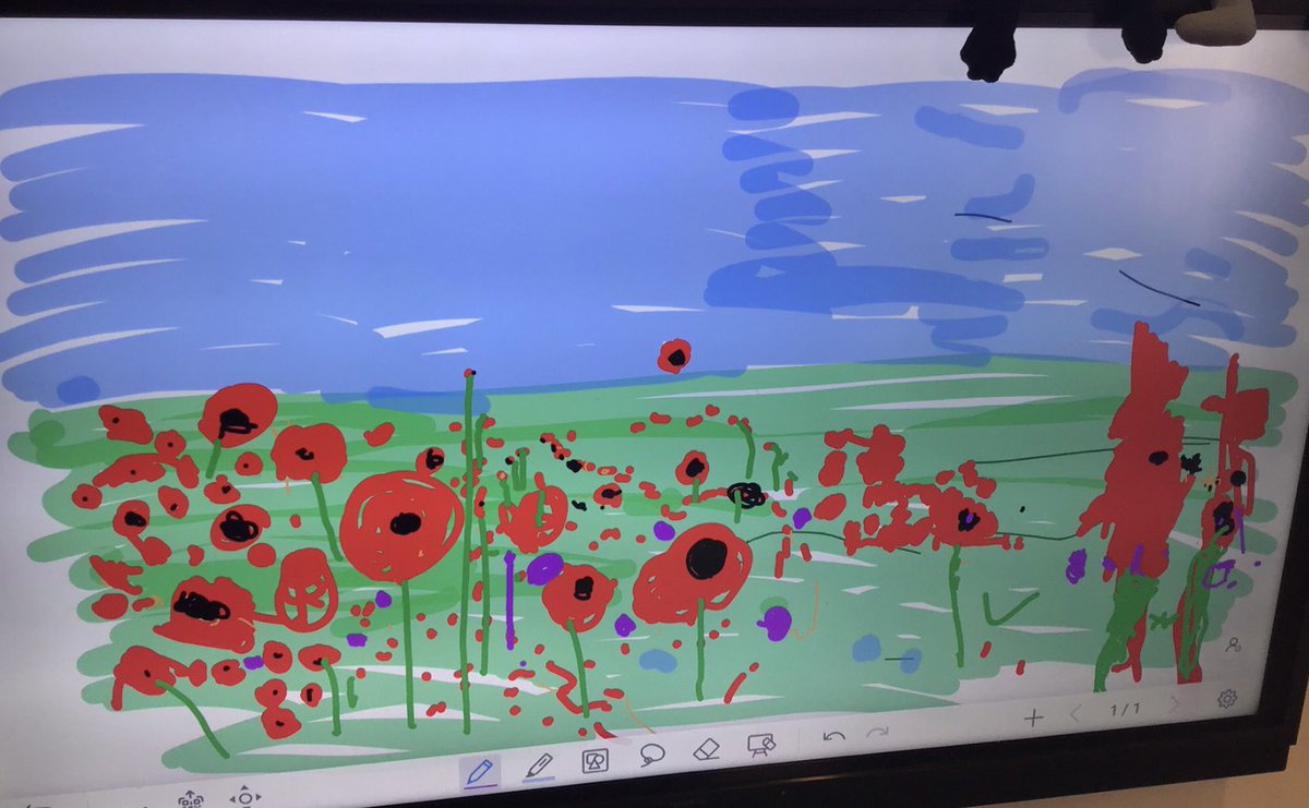 PrattCelyn's tweet photo. Poppy art work Reception produced together 🌹 on the whiteboard. #RemembranceDay2023 #Poppies #artist #earlyyears #teamwork #creativelearners @SychdynSchool https://t.co/ImI3FdRtSR