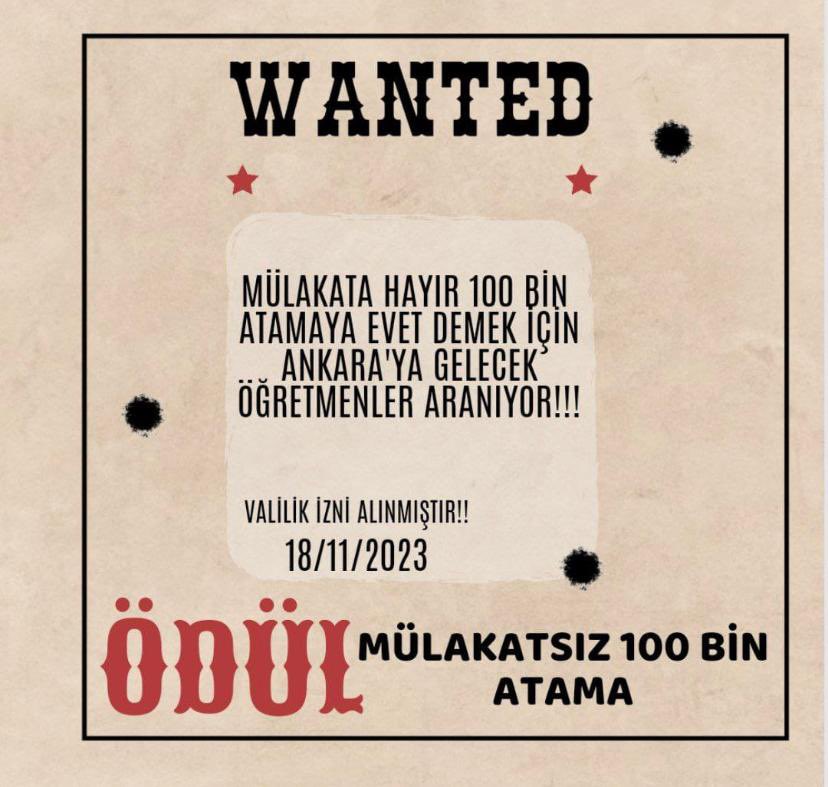 18 Kasım Ankara Ulus Meydanındayız. #mülakatahayır demek ve  #yüksekkontenjan ı istemek için hepinizi bekliyoruz.