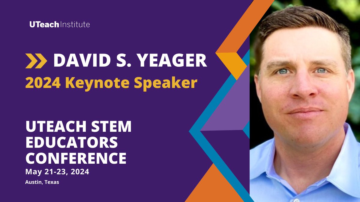 uteachinstitute's tweet photo. 🌟 Exciting News #UTeachNation! Dr. David S. Yeager, a social and developmental psychologist from @UTAustin, will be the keynote speaker at the 2024 #UTeach STEM Educators Conference in Austin, Texas, May 21-23! Register to join us at https://t.co/LZshUxCaX7 https://t.co/pgvyl3MvOn