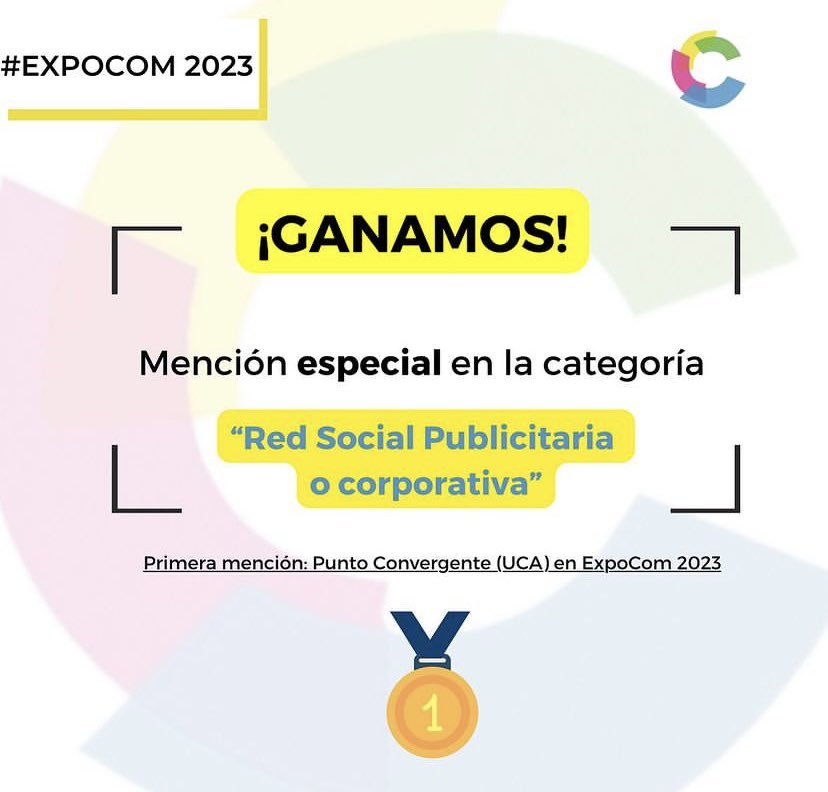 PuntoConvergent's tweet photo. #GoodNews ❤️ Recibimos una mención especial de #ExpoCom2023, en la categoría "Red social publicitaria  y social"... ¡y estamos muy felices! 😃

¡Gracias a ustedes también que son parte de este equipo! 👏@ucaperiodismo https://t.co/0igFhz3uFJ