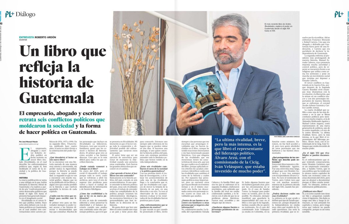 rivalidades2023's tweet photo. La última rivalidad, breve, pero la más intensa, es la que libró el representante del liderazgo político, Álvaro Arzú, con el comisionado de la Cicig, Iván Velásquez, que estaba investido de mucho poder. https://t.co/l1tS9rQRQX