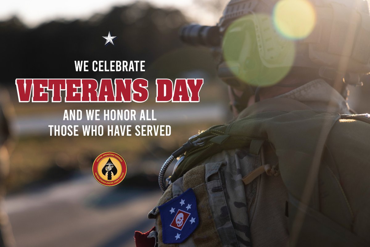 Today, MARSOC would like to take time to honor the veterans who have all sacrificed their time, energy, and effort to continue to ensure the freedom of our nation. Whether 4 years or 24 years, we thank you for your service to our country and its people.