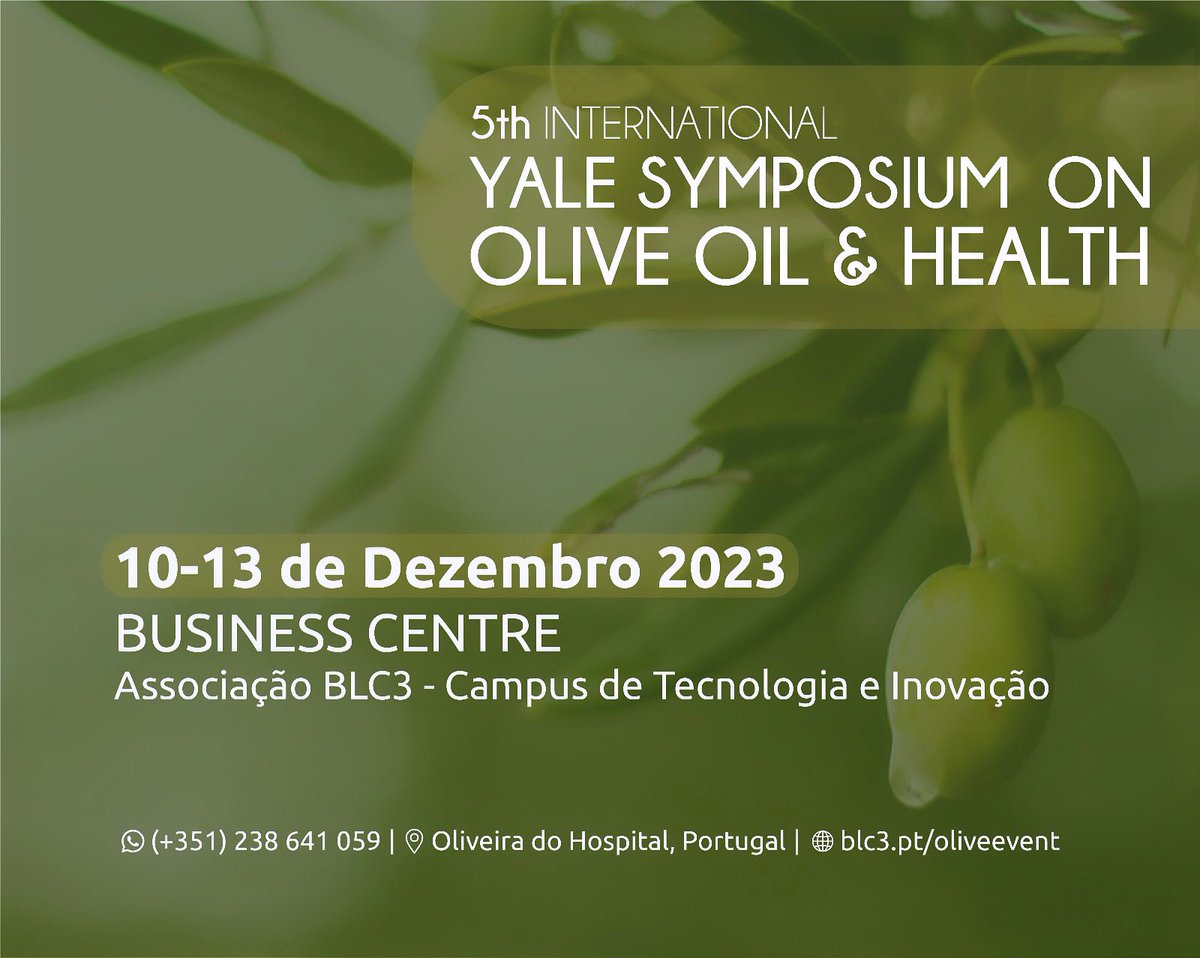 BLC3campus's tweet photo. BLC3 will host the 5th International Yale Symposium on Olive Oil & Health, to be held from December 10 to 13, 2023, in Oliveira do Hospital.
For more information: https://t.co/Tu1vLSLD5X
#BLC3 #Science #Technology #Innovation #Knowledge #OliveOil #Agriculture https://t.co/nhN1eB56HB