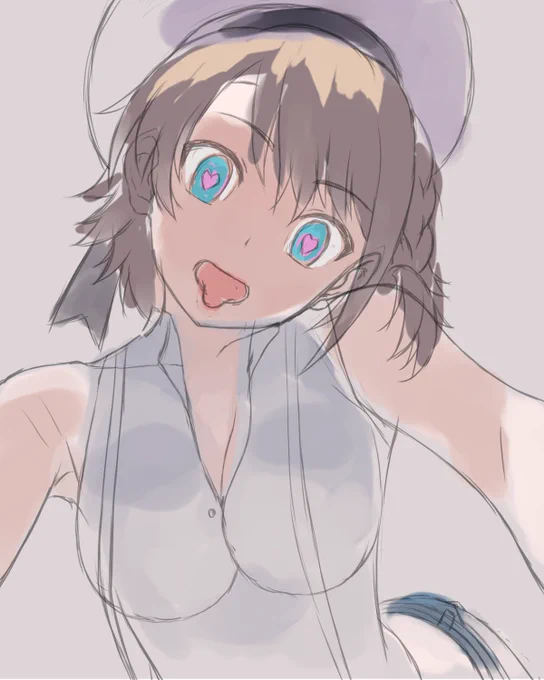 すばるちゃんイラスト下書き ハート目+舌出し(変化球かな