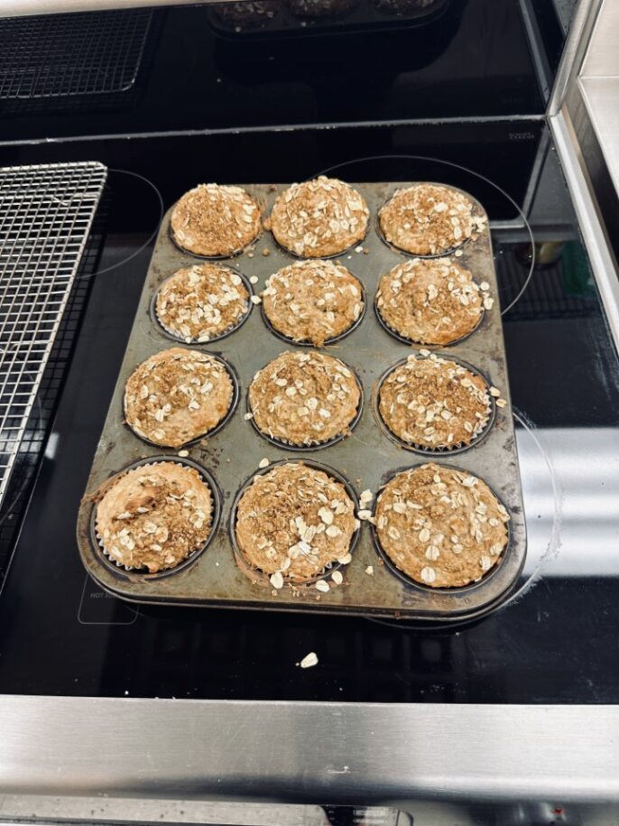 Ms. Dunkerley's Grade 10 Food and Nutrition students made some delicious Apple Oatmeal Muffins. Well done! Thank you Ms. Whiteman for donating the apples. 🍎#EastdaleEagles #baking #pathways <a href="/DDSBSchools/">Durham District School Board (DDSB)</a>