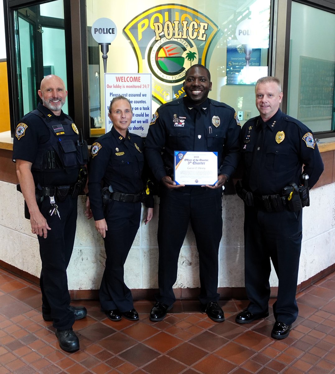 CoconutCreekPD's tweet photo. Congrats to Officer Henry! He is our latest Officer of the Quarter. He won for taking a lot of #drugs off the streets &amp; #LockingUp a lot of #BadGuys between July and September. As a #DrugRecognitionExpert, he undoubtedly is #SavingLives out on our roadways. https://t.co/8SmKK9zTOV
