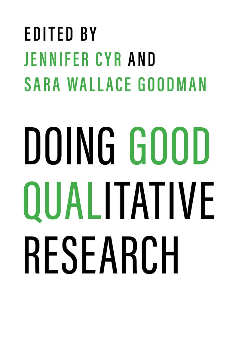 .@ThatSaraGoodman and I are very excited to announce that Doing Good Qualitative Research, an edited volume that provides accessible and practical advice for conducting qualitative research from start to finish, is coming soon from OUP!