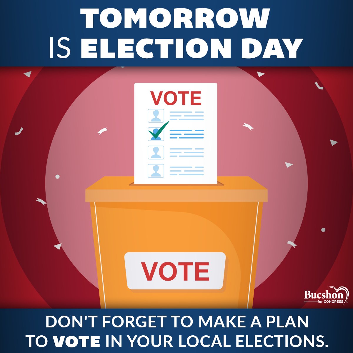 Tomorrow is Election Day! Please don't forget to exercise your right to vote and make your voice heard. Every vote counts, so be sure to participate and shape the future. Your vote matters in our local elections!