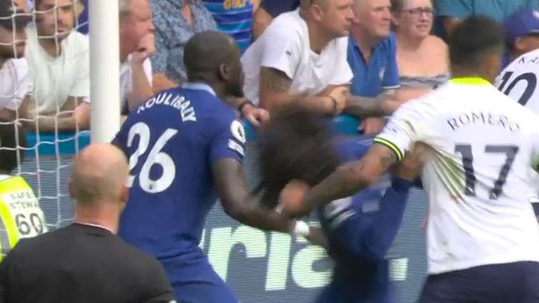 BarelyIrish's tweet photo. Filthy, dirty, cowardly play from Romero again. Kicks out at Cowell. 
Nothing from Michael Oliver. This is why everyone hates @SpursOfficial . Shameful. 
 #TotChe https://t.co/UkmcKyKask