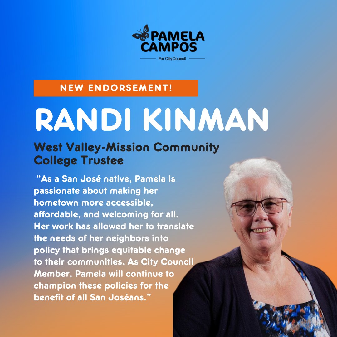 Pamela4SJ's tweet photo. We’ve officially been endorsed by WV-MCC Trustee Randi Kinman! 🎓  Her extensive history as an advocate for education and immigrant, BIPOC youth, and women’s rights speaks volumes &amp; we’re honored to have her support 🌟 Thank you, Randi! #Pamela4SJ #AVoiceForAllInCityHall https://t.co/LfcMYBA3oD