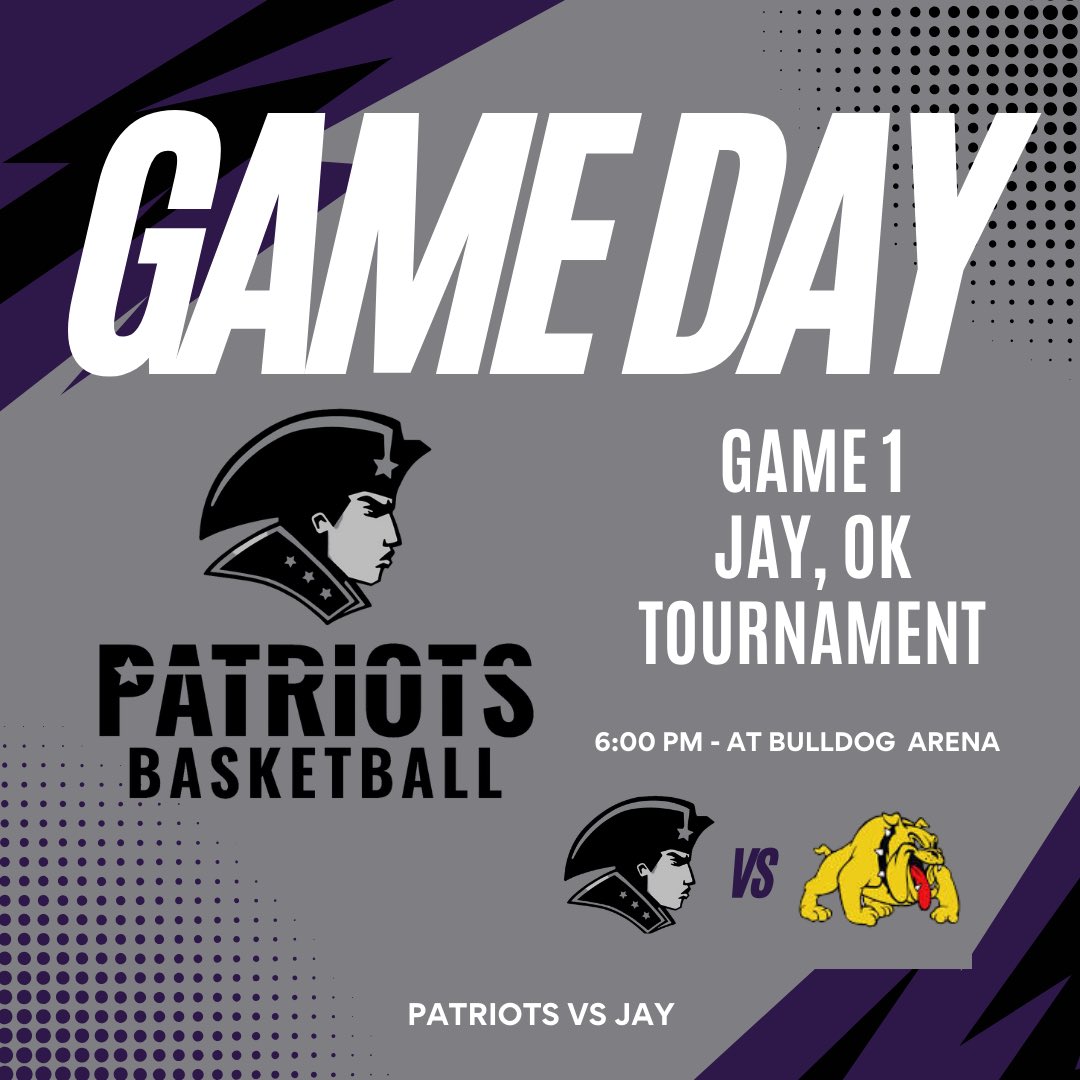 First GameDay of the year!! Catch your Patriots in action tonight at the Jay, OK 8th Grade Tournament! Action starts at 6:00pm vs the Jay Bulldogs