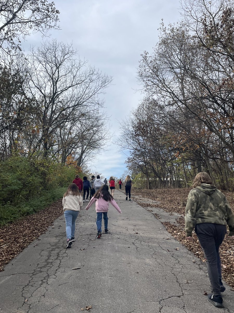 Proud of this class. A few months ago they couldn’t even walk around the building w/o having trouble following basic expectations. Today, no problems on our nature walk at George Owens. #PRMSfitness #thepatriotway