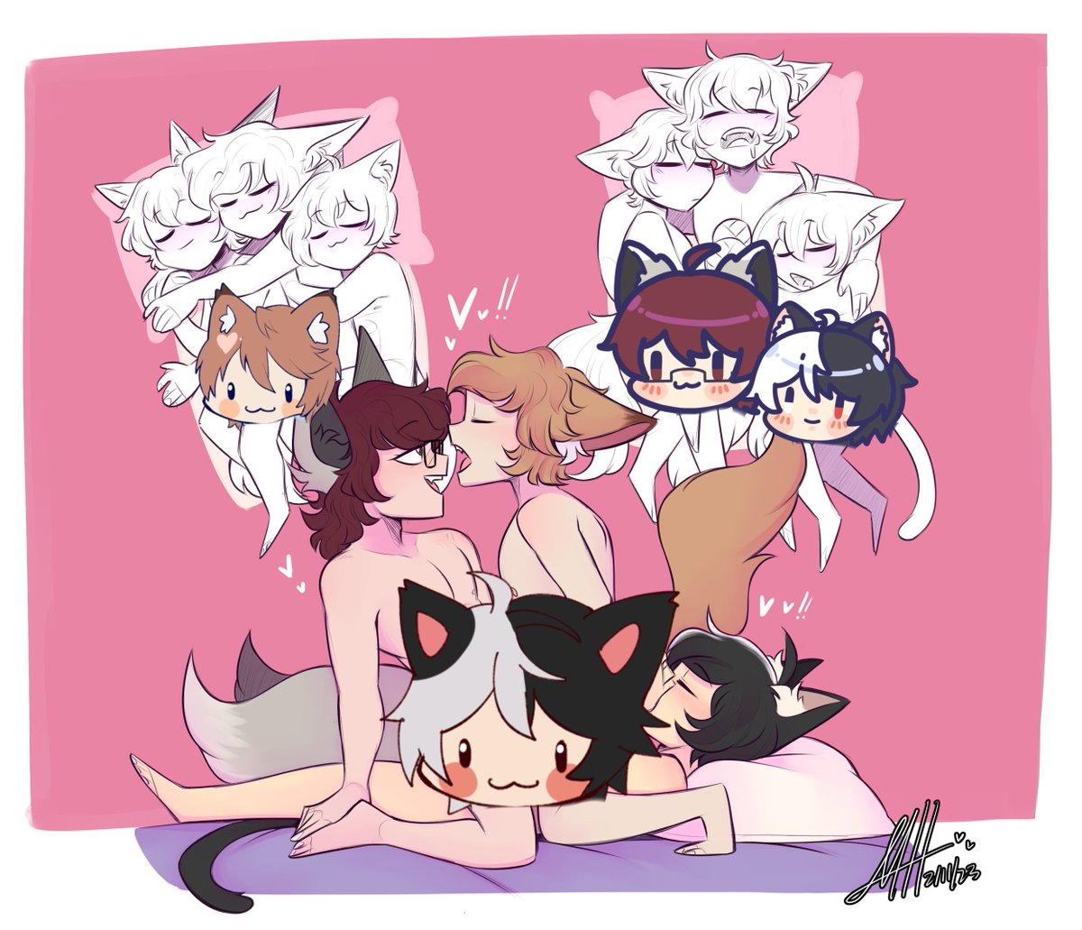 TjEevee's tweet photo. "After some good drinks with @ItRetri  and @FoxzVtuber we got a little...naughty in the sheets - we kept going all night until all of us were satisfied 😉"

Uncensored version with artist credit in replies!

#EeVeeLEWDtions #FoxzNsfw #itlewdtri https://t.co/x1vuEJO7K4