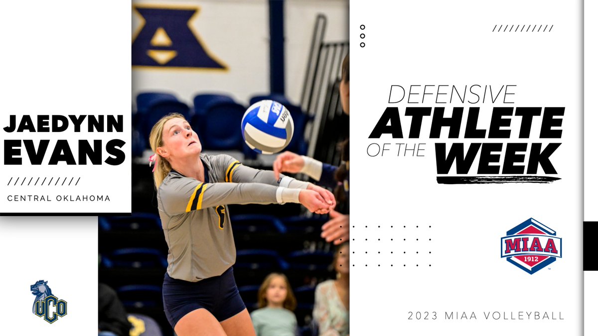 x6⃣

Jaedynn Evans (<a href="/UCOvolleyball/">UCO Volleyball</a>) averaged 6.63 digs per set over the weekend to be named the MIAA's Defensive Player of the Week for the SIXTH time this season 👀🔥

📰 bit.ly/40t8L9x
#BringYourAGame