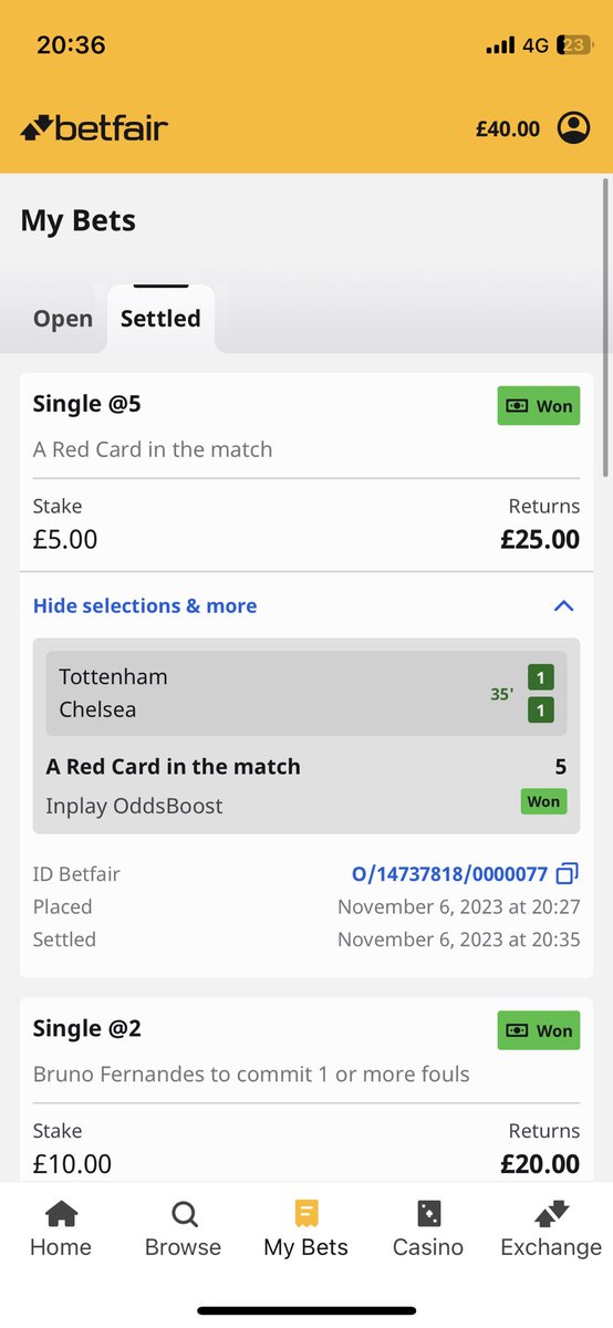 92MortonC's tweet photo. Put this on after the first Romero incident - wish I put it on him specifically to be sent off at 25/1 😂 #spurschelsea https://t.co/sLaDc1xZw0