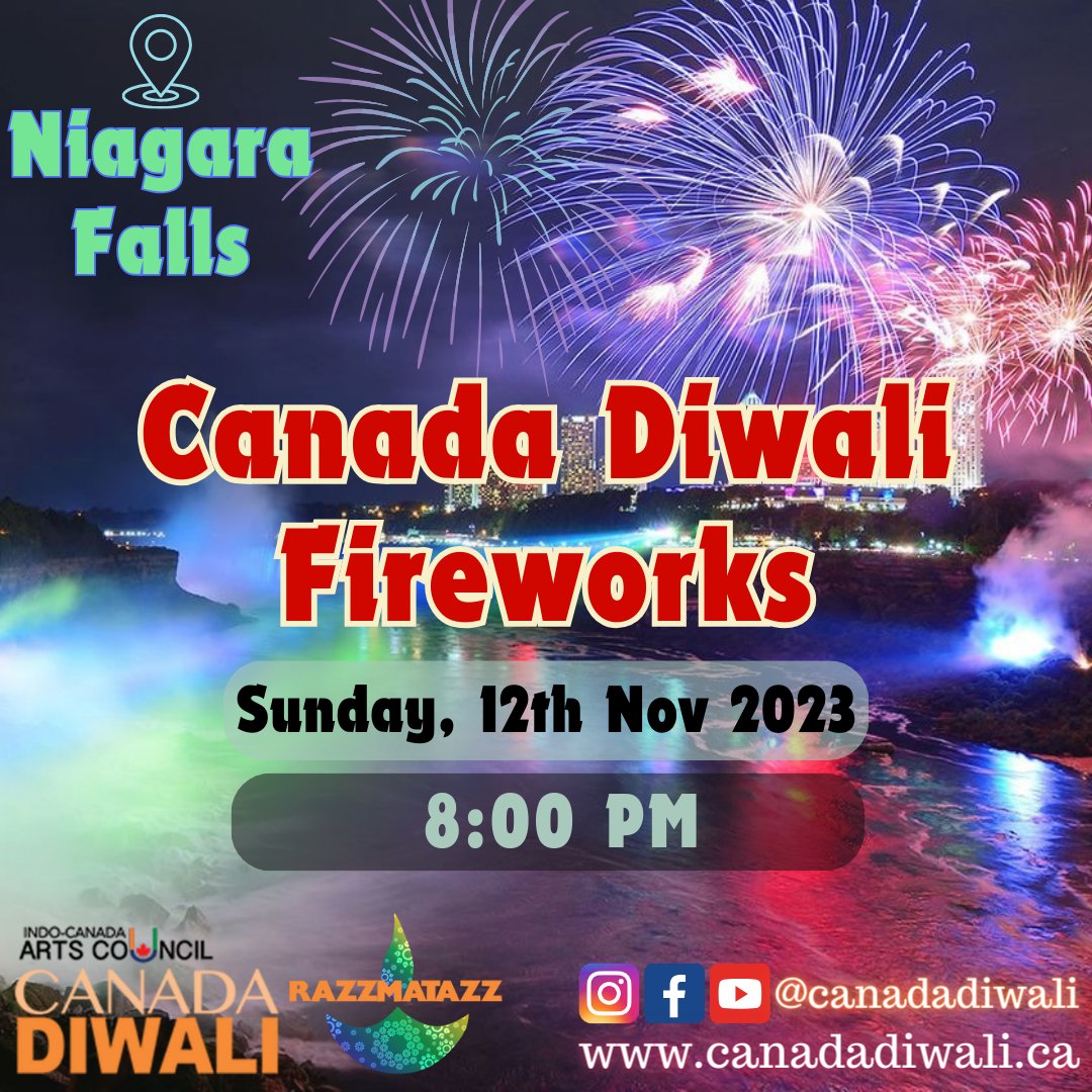 Join us for the first-ever international fireworks display at Niagara Falls, organized by Indo Canada Arts Council, on the auspicious day of Diwali at 8 PM.
#DiwaliFireworks #NiagaraFalls #FestivalOfLights #IndoCanadaArtsCouncil #canadadiwali #niagarafallsusa #canada #usa