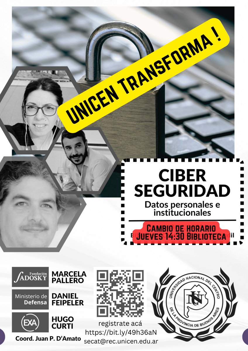 danielfeipeler's tweet photo. El Jueves estaremos con @hjcurti y @Marce_I_P en la Biblioteca del Campus Universitario en #Tandil debatiendo sobre Ciberseguridad, la responsabilidad en la protección de datos personales y el rol que tienen instituciones como las Universidades Públicas Nacionales. Les esperamos! https://t.co/RLtgeT1mpB
