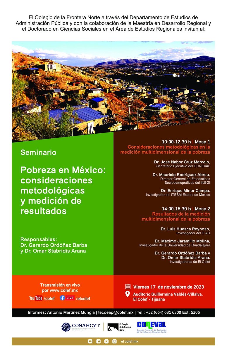 Omar Stabridis (@stabridis77) on Twitter photo En <a href="/elcolef/">El Colef</a> Tijuana estamos  organizando el Seminario "Pobreza en México: consideraciones metodológicas y medición de resultados". Se llevará a cabo el viernes 17 de noviembre (presencial ) y por las redes sociales de <a href="/elcolef/">El Colef</a>  Les esperamos ! En <a href="/elcolef/">El Colef</a> Tijuana estamos  organizando el Seminario "Pobreza en México: consideraciones metodológicas y medición de resultados". Se llevará a cabo el viernes 17 de noviembre (presencial ) y por las redes sociales de <a href="/elcolef/">El Colef</a>  Les esperamos !