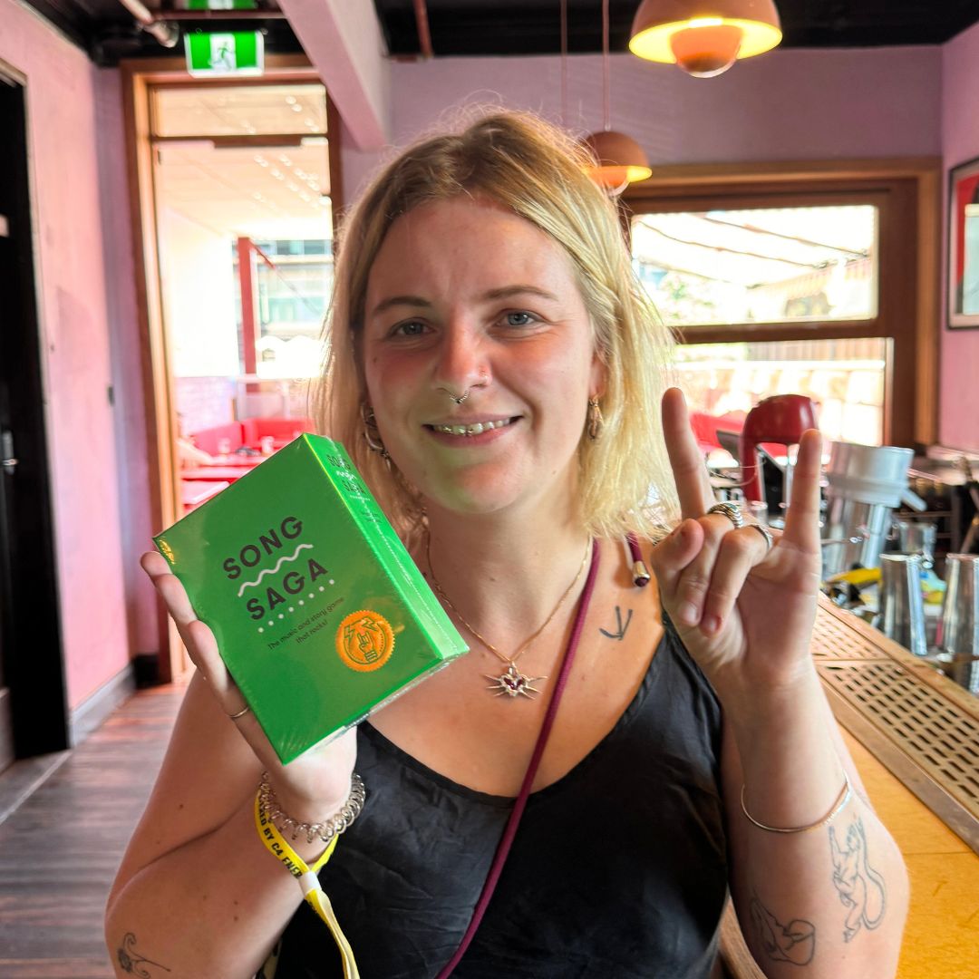 Romanie rocks the box. ❤️ 🟩 🤘 #songsaga - Get yours at song-saga.com #sxswsydney