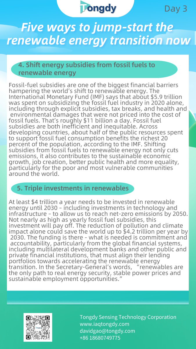 TechnologyTong1's tweet image. Day 3 Five ways to jump-start the renewable energy transition now #renewableenergy