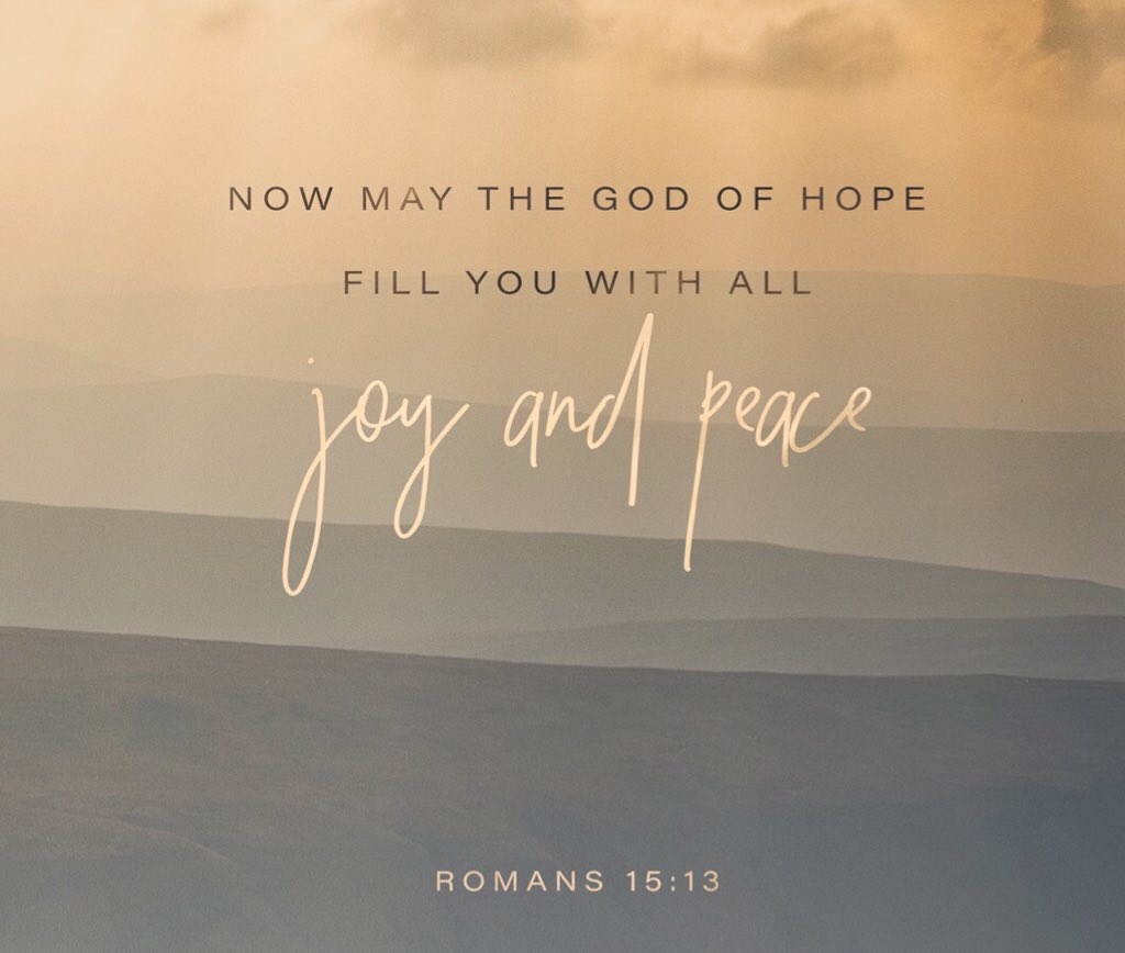 Our time is up! Thank you for joining #GodsPrayerRoom today Until another week Rom 15:13- be filled with Joy and Peace