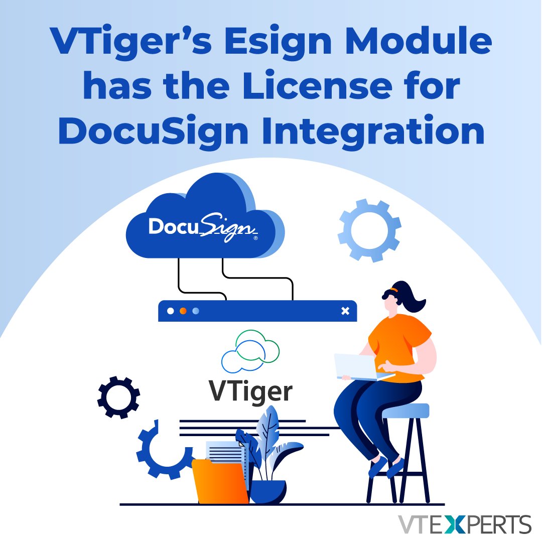 vtexperts's tweet image. VTiger 7 provides you with a great integration with the app named as DocuSign, which allows to sign documents electronically according to the ESIGN Act.
Details: bit.ly/3QqHQXA
#VTExperts #VtigerCRM #vtiger #Vtiger7 #ExtensionPack #DocuSign #Sign #Records #ESIGNAct