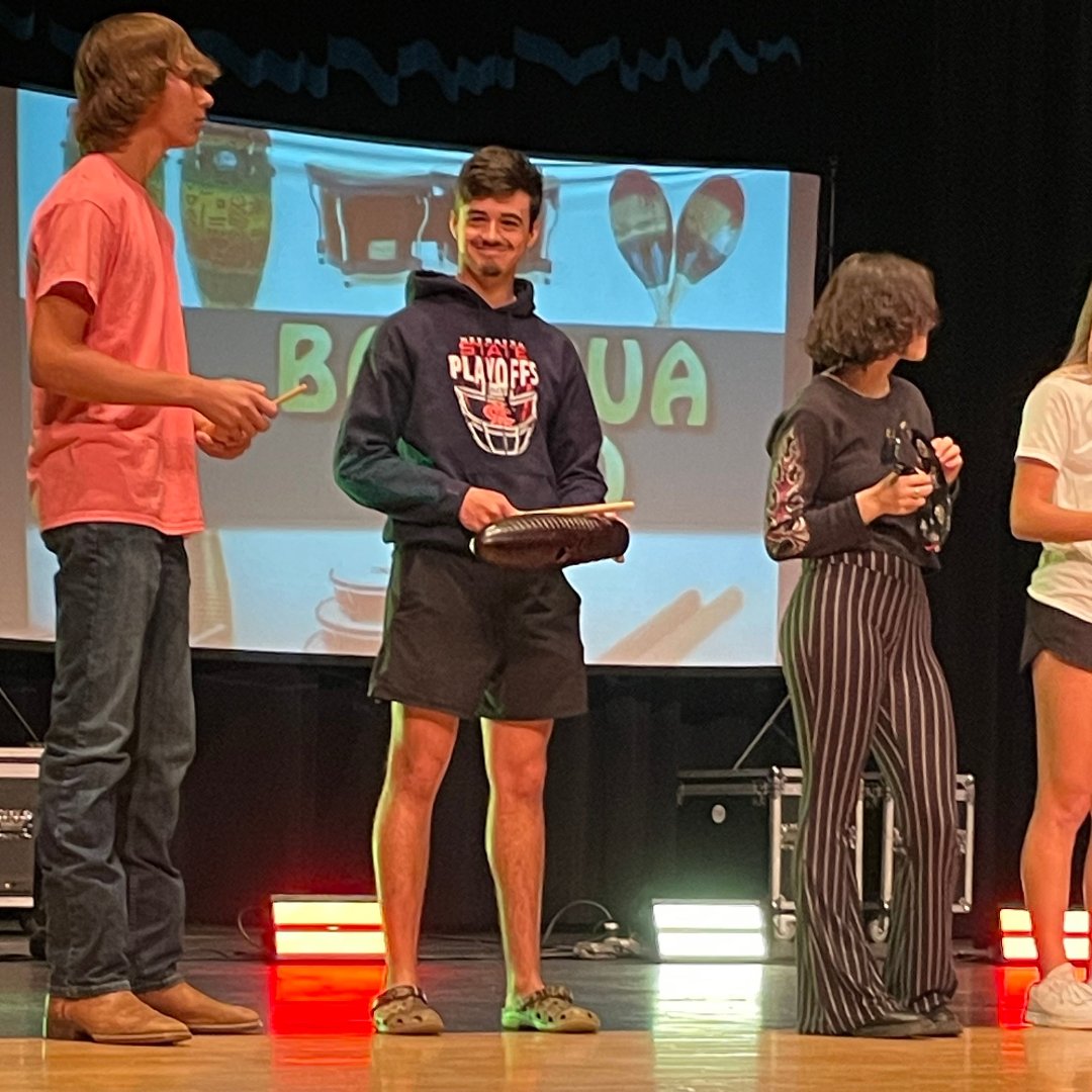 Spanish III and IV classes attended the Edgar Rene concert recently in Central City. Several students were called onstage to participate in a Puerto Rican salsa dance and to answer questions in Spanish.