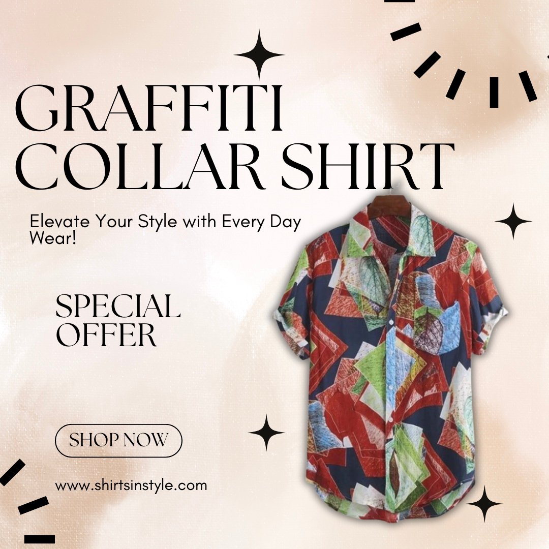 Express your unique style with our Graffiti Collar Shirt from Shirts In Style! 🎨👔 This shirt is the perfect blend of edgy street art and classic sophistication. 
Shop Now: shirtsinstyle.com/products/graff…
#GraffitiShirt #ShirtsInStyle #UniqueFashion