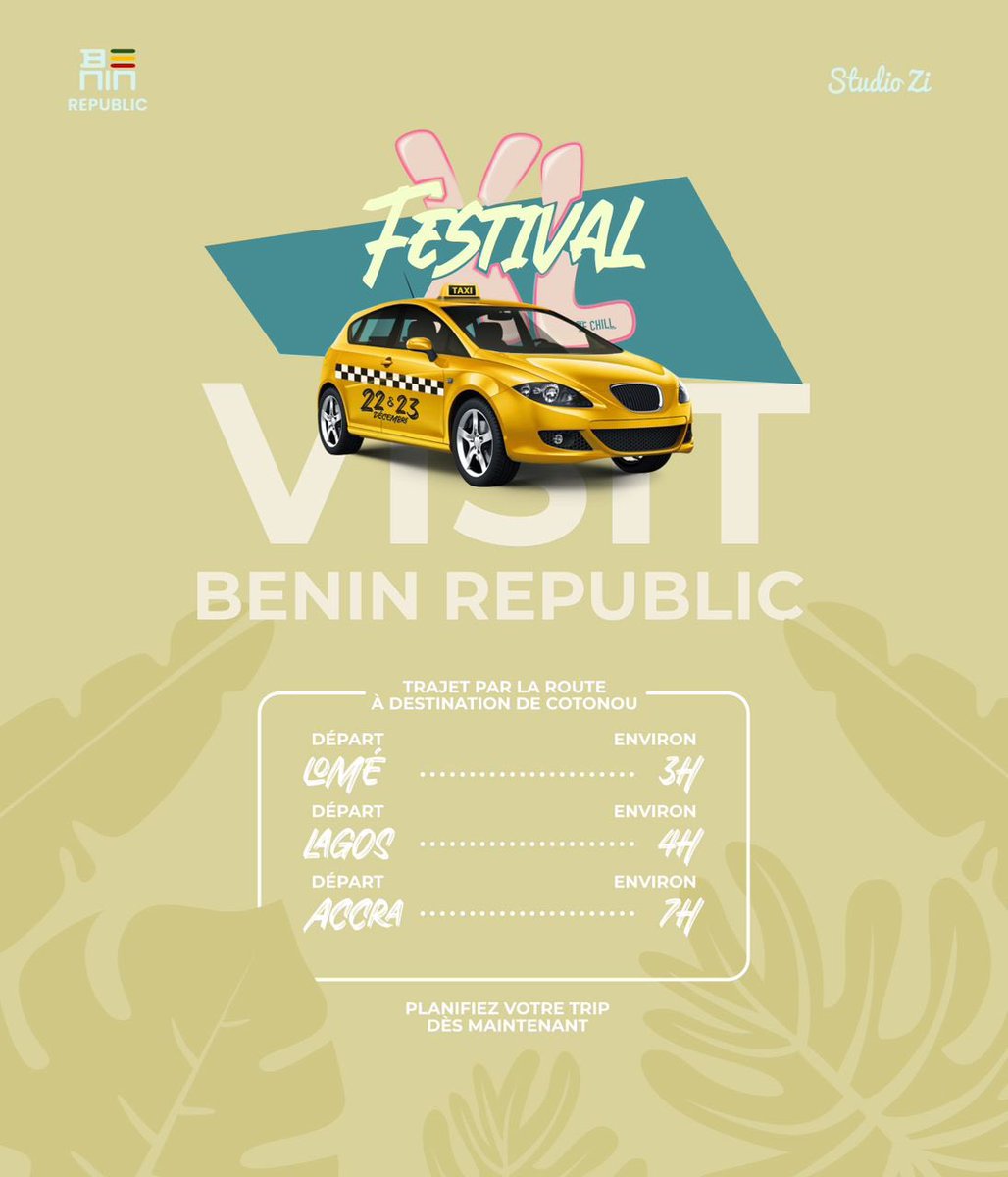 zechillcotonou's tweet photo. Lome, Lagos, Accra, jigi dey for new adventures for December. Choose Republic of Benin 🇧🇯 

No miss our #FestivalXL on December 22nd &amp; 23rd for Cotonou, e go loud well well. https://t.co/PCkzebjeiu