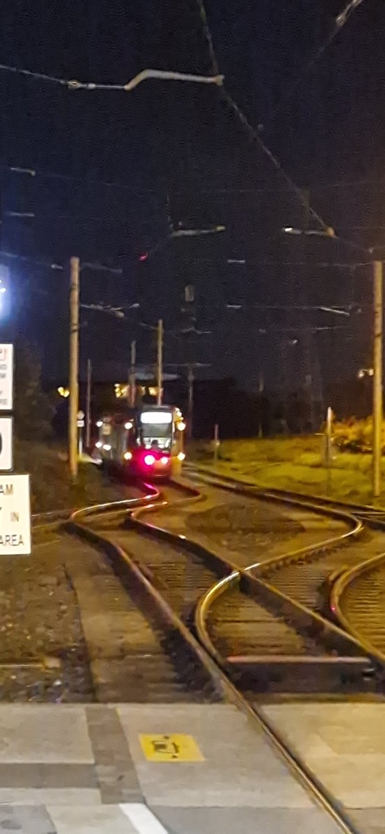 FuppinBackstard's tweet photo. @Luas 
It's 21:40 and the Saggart #Luas pulls away as the Tallaght #Luas comes into the station. Sensational service. #Joke https://t.co/AOuA6OuvYq